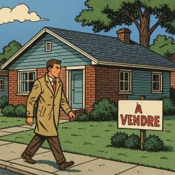 Un homme hésitant devant un immeuble à vendre