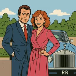 Un couple posant devant leur Rolls Royce, inspiré de la série Pour l’amour du risque
