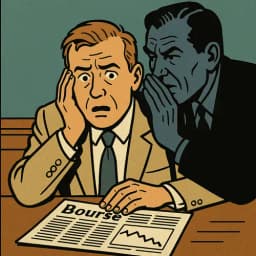 Illustration d'un investisseur effrayé à son bureau, victime des biais cognitifs