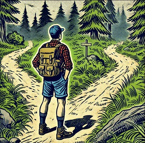 Un homme face à une intersection, symbolisant le choix entre différents investissements