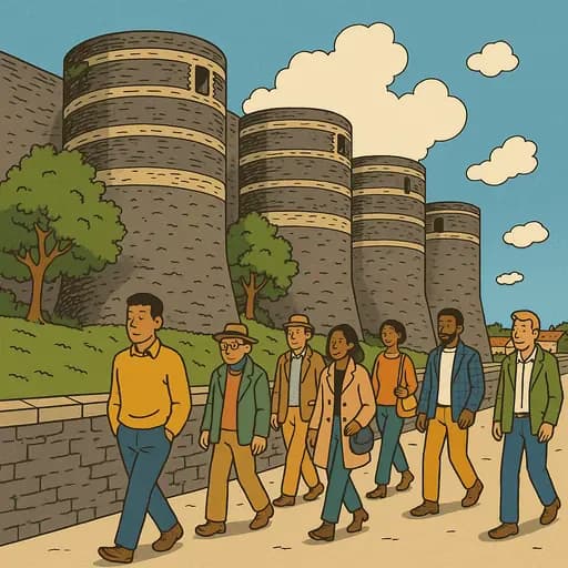 Des gens se promène sous les remparts d'un château, symbolisant la sécurité financière