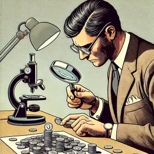 Un numismate examinant des pièces de monnaie, symbole du processus de sélection d'un ETF