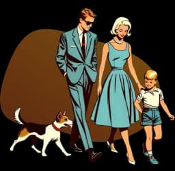 Une famille marchant ensemble, symbolisant la gestion financière et l'équilibre