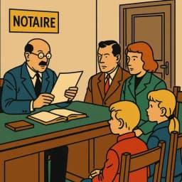 Un famille se trouve chez le notaire pour la lecture des dernières volontés du défunt