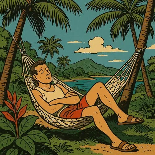 Un homme fait la sieste sur un hamac. Symbolise l'investissement passif