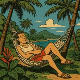 Un homme fait la sieste sur un hamac. Symbolise l'investissement passif