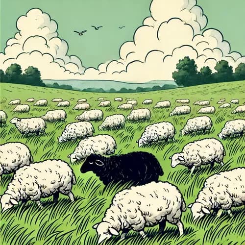 Un mouton noir dans un troupeau de moutons blancs, symbolisant la différence