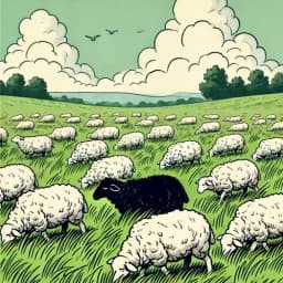 Un mouton noir dans un troupeau de moutons blancs, symbolisant la différence