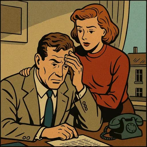 Une épouse bienveillante rassure son mari inquiet