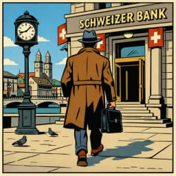 Un homme se dirige vers une banque en Suisse, symbolisant la localisation des actifs