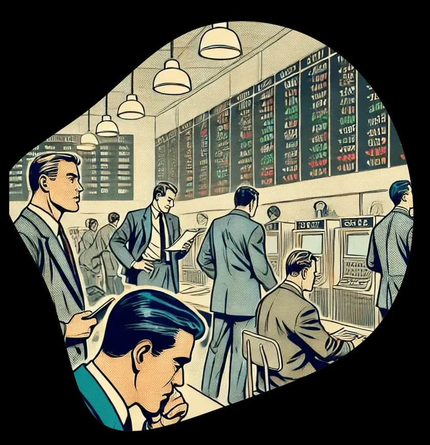 Salle de marché avec des traders en pleine activité