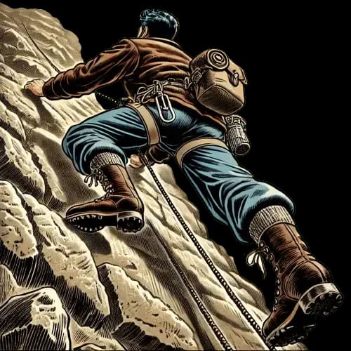 Un homme escaladant une montagne, symbolisant l'investissement et la prise de risque