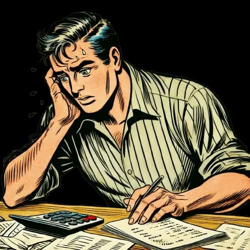 Un homme inquiet, regardant des factures