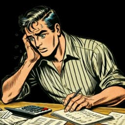 Un homme inquiet, regardant des factures