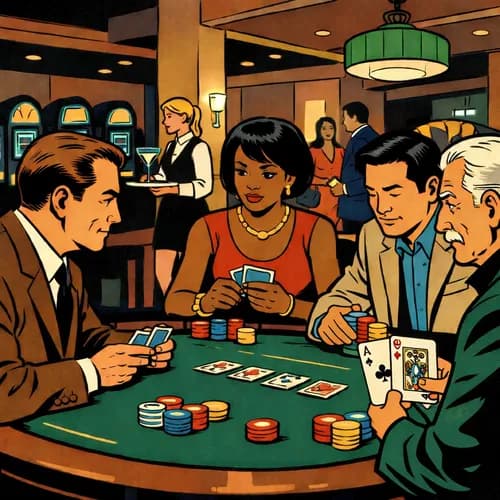 Des joueurs autour d'une table de jeu au casino